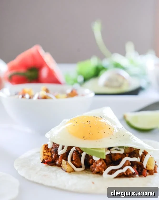 Chorizo and Fried Egg Breakfast Tacos Recipe 8 chorizo and fried egg breakfast tacos I howsweeteats.com