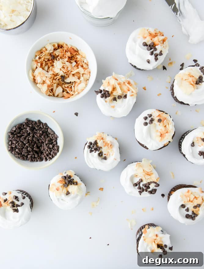 Chocolate Coconut Cream Cupcakes Recipe for Decadent Dessert 2 chocolate coconut cream cupcakes I howsweeteats.com