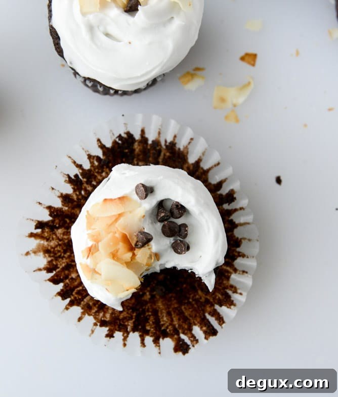 Chocolate Coconut Cream Cupcakes Recipe for Decadent Dessert 10 chocolate coconut cream cupcakes I howsweeteats.com