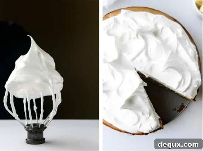peanut butter cheesecake with whipped marshmallow and bananas I howsweeteats.com