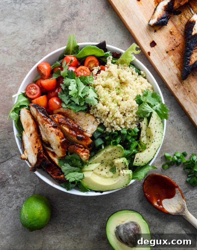 16-Week Lightened Meal Plan for Weight Loss and Energy 2 honey chipotle chicken bowls + 112 different lightened up meal ideas for the new year I howsweeteats.com