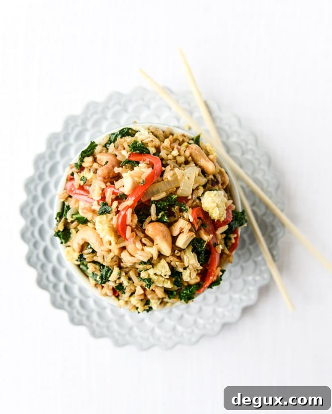 Garlic Kale & Cashew Fried Rice Recipe for Flavorful Weeknight Meals 4 garlic kale and cashew fried rice I howsweeteats.com