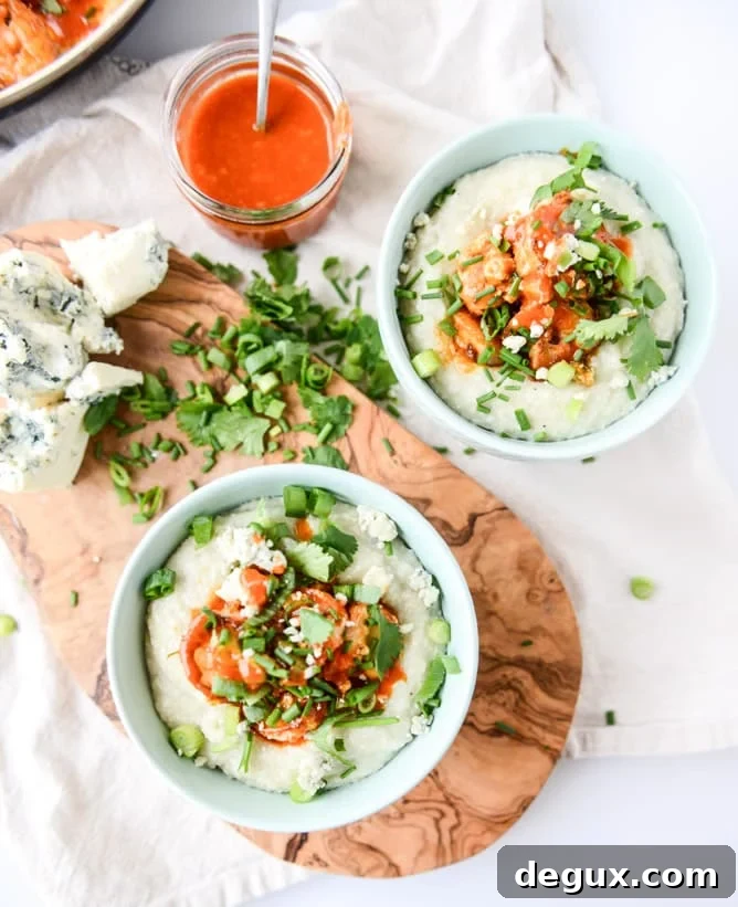 Crispy Buffalo Shrimp with Blue Cheese Grits Recipe 2 crispy buffalo wing shrimp with blue cheese grits I howsweeteats.com