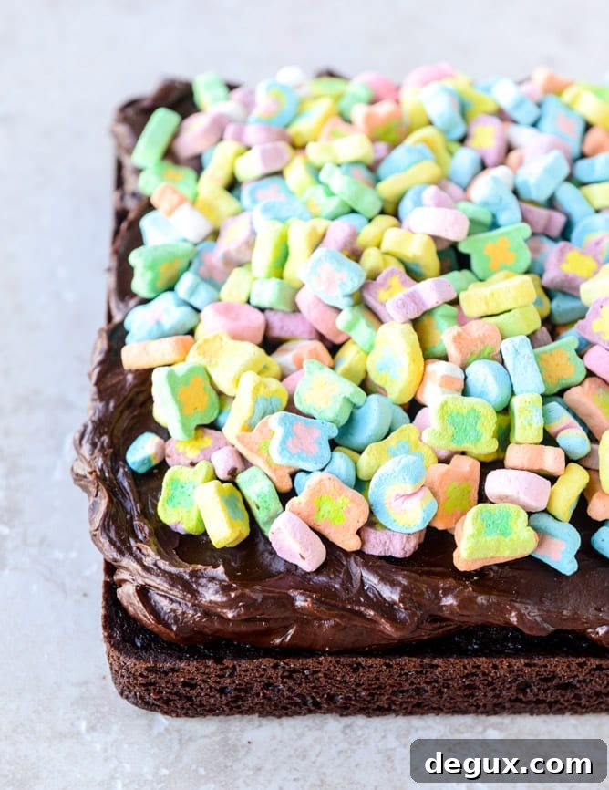 One-Bowl Whiskey Chocolate Fudge Cake Recipe 7 one bowl fudgy whiskey chocolate cake - with irish cream chocolate ganache (and lucky charms marshmallows...) I howsweeteats.com