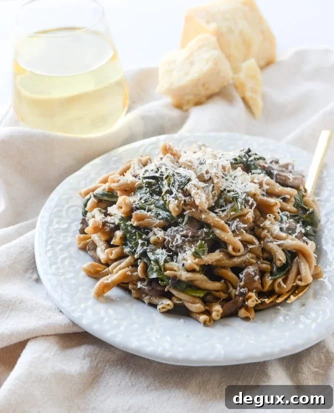 One-Pot Mushroom and Swiss Chard Pasta Recipe 5 one pot brown butter mushroom pasta I howsweeteats.com