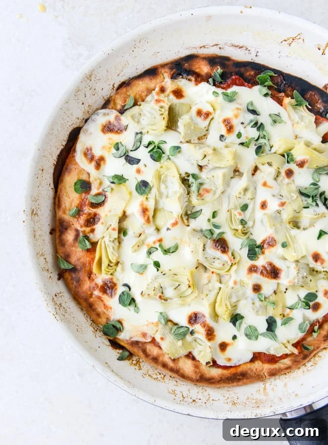 30-Minute Cheesy Artichoke Skillet Flatbread Recipe 5 30 Minute Cheesy Artichoke Skillet Flatbread I howsweeteats.com
