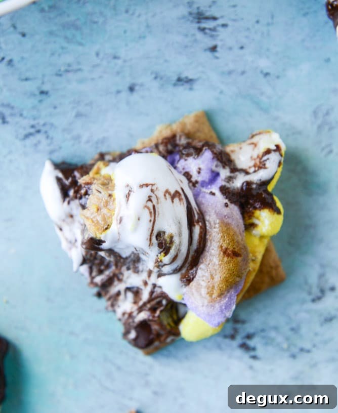 Chocolate Peanut Butter PEEPS Skillet S'mores (Video) 10 Peeps skillet s'mores! Indoor chocolate peanut butter s'mores using Peeps marshmallows make for the cutest spring treat! Best for using up those Peeps! I howsweeteats.com #peeps #smores