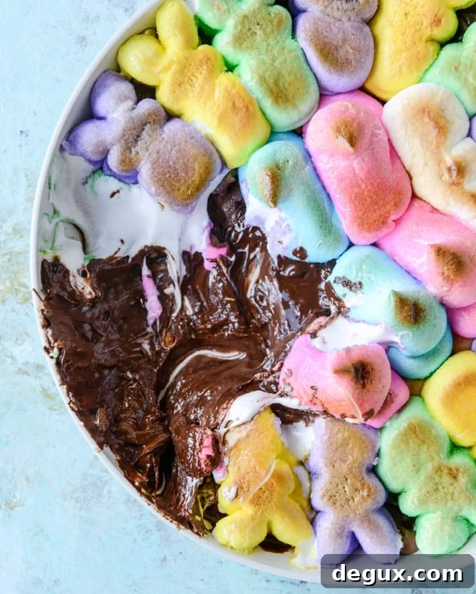 Chocolate Peanut Butter PEEPS Skillet S'mores (Video) 7 Peeps skillet s'mores! Indoor chocolate peanut butter s'mores using Peeps marshmallows make for the cutest spring treat! Best for using up those Peeps! I howsweeteats.com #peeps #smores