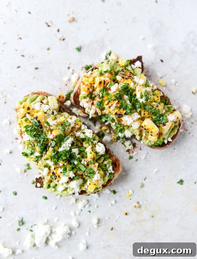 mexican grilled street corn avocado toast I howsweeteats.com