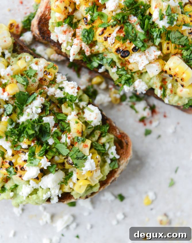 mexican grilled street corn avocado toast I howsweeteats.com