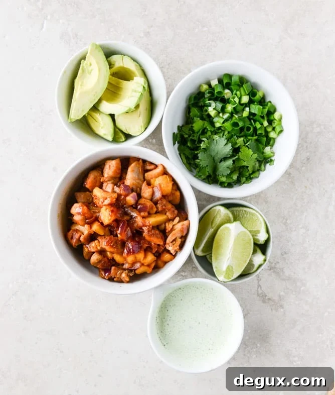 bbq chicken and pineapple lettuce wraps with cilantro yogurt sauce I howsweeteats.com
