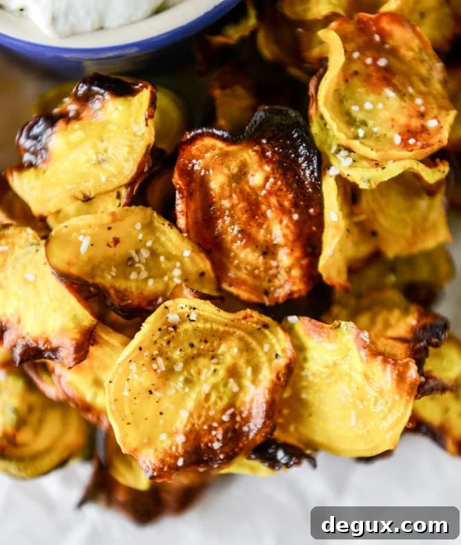 Crispy Golden Beet Chips with Spicy Goat Cheese Dip 6 golden beet chips with spicy goat cheese dip I howsweeteats.com