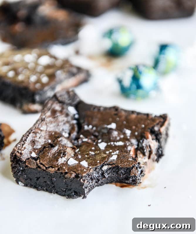 Sea Salt Truffle Brownies Made with Olive Oil 11 olive oil sea salt truffle brownies I howsweeteats.com