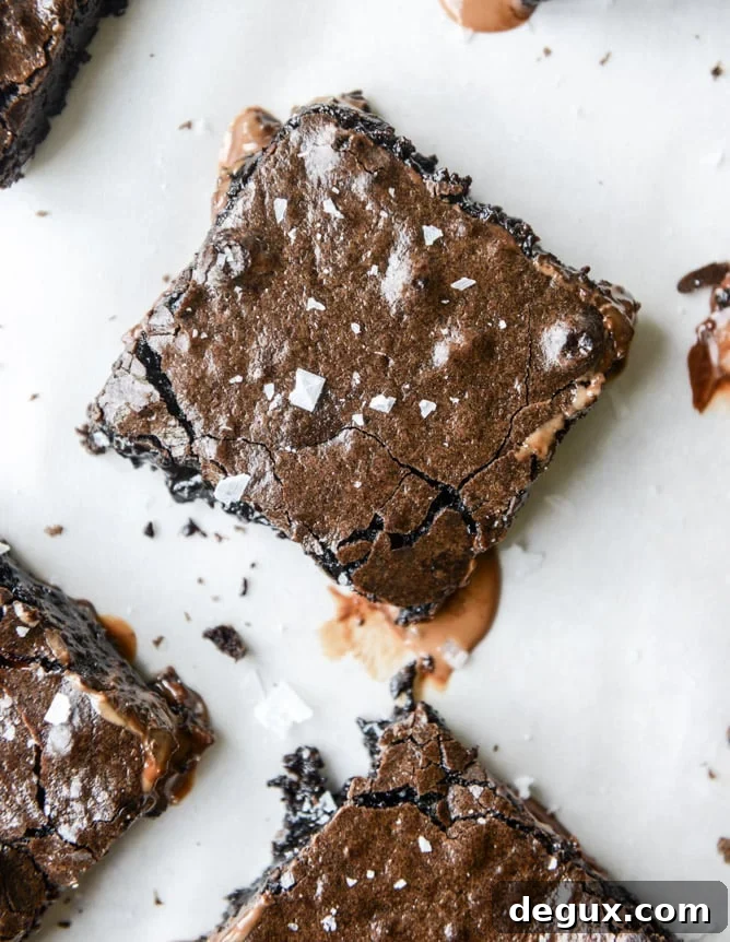 Sea Salt Truffle Brownies Made with Olive Oil 7 olive oil sea salt truffle brownies I howsweeteats.com