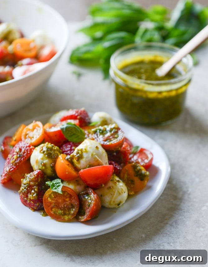 strawberry caprese with pistachio pesto I howsweeteats.com