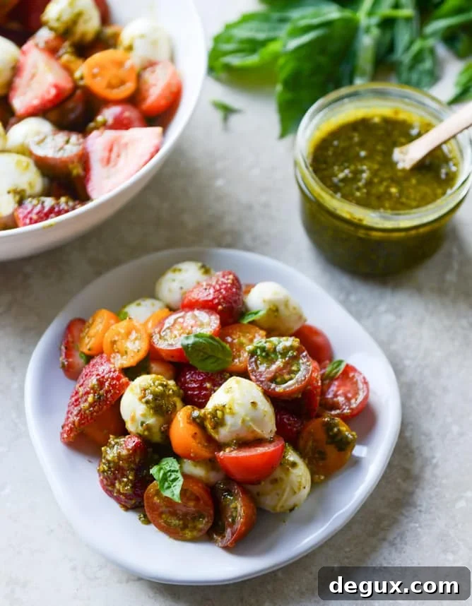 strawberry caprese with pistachio pesto I howsweeteats.com