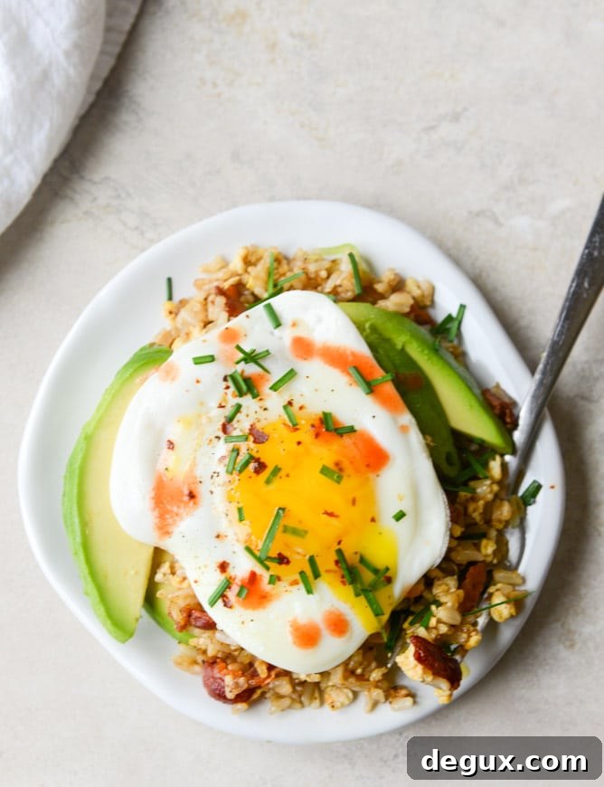 Savory Breakfast Fried Rice Recipe with Eggs and Veggies 2 breakfast fried rice I howsweeteats.com