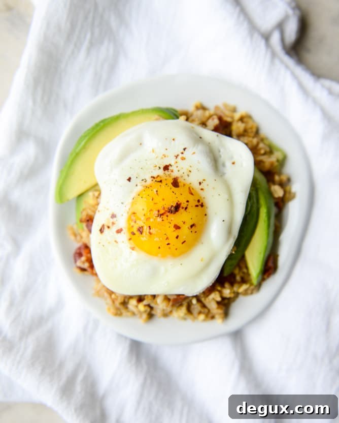 Savory Breakfast Fried Rice Recipe with Eggs and Veggies 7 breakfast fried rice I howsweeteats.com