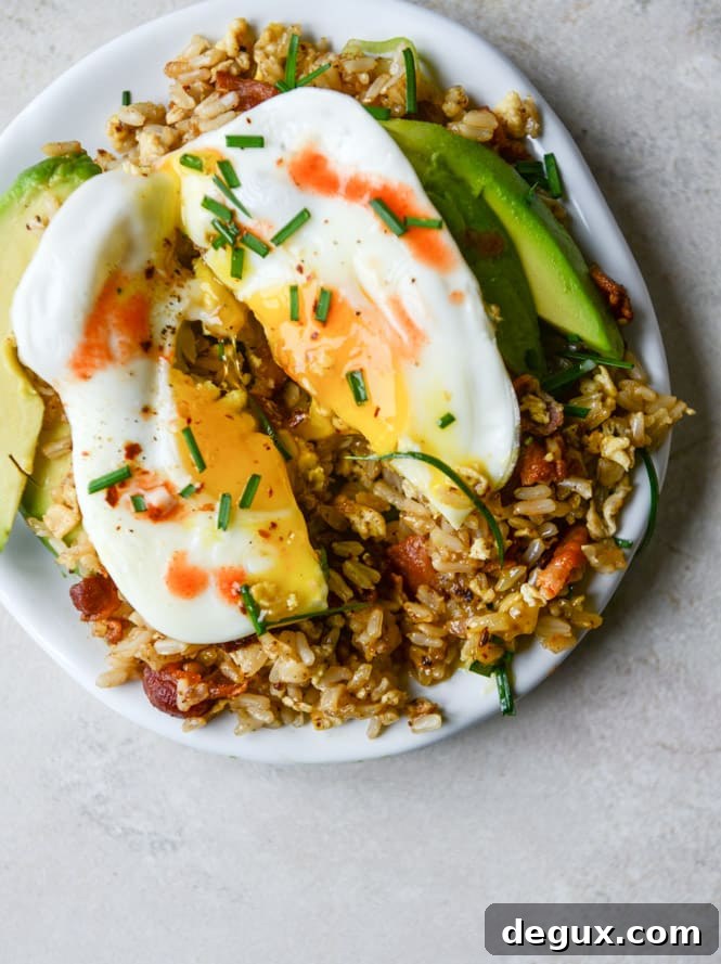 Savory Breakfast Fried Rice Recipe with Eggs and Veggies 9 breakfast fried rice I howsweeteats.com