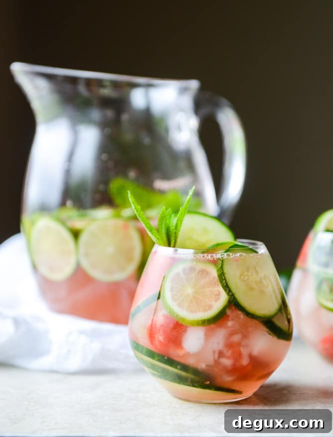 Sparkling Cucumber & Watermelon Sangria Recipe 2 sparkling watermelon cucumber sangria I howsweeteats.com