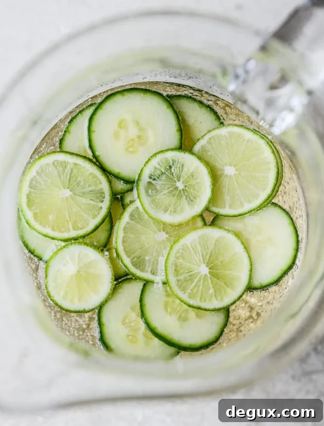 Sparkling Cucumber & Watermelon Sangria Recipe 3 sparkling watermelon cucumber sangria I howsweeteats.com