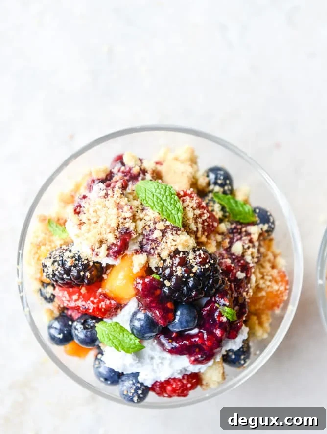 summer fruit parfaits with brown butter shortbread and coconut cream I howsweeteats.com
