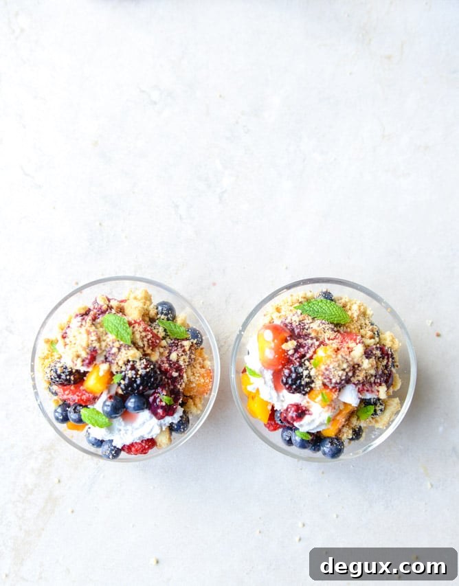 summer fruit parfaits with brown butter shortbread and coconut cream I howsweeteats.com