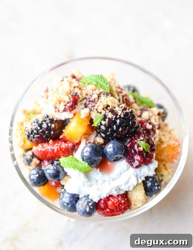 summer fruit parfaits with brown butter shortbread and coconut cream I howsweeteats.com