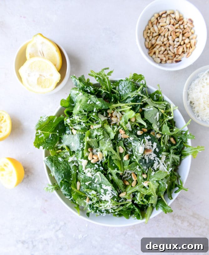 kale arugula reggiano salad I howsweeteats.com