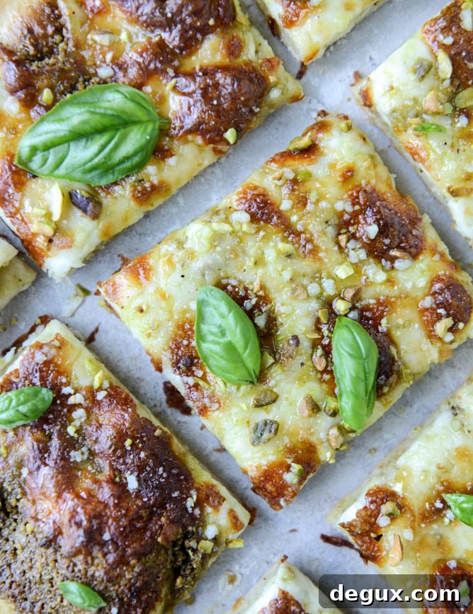 pistachio pesto pizza with fresh mozzarella and honey I howsweeteats.com