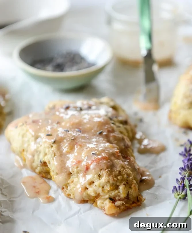 Caramelized Peach & Lavender Scones: Golden, Fragrant Recipe 9 caramelized peach and lavender scones I howsweeteats.com