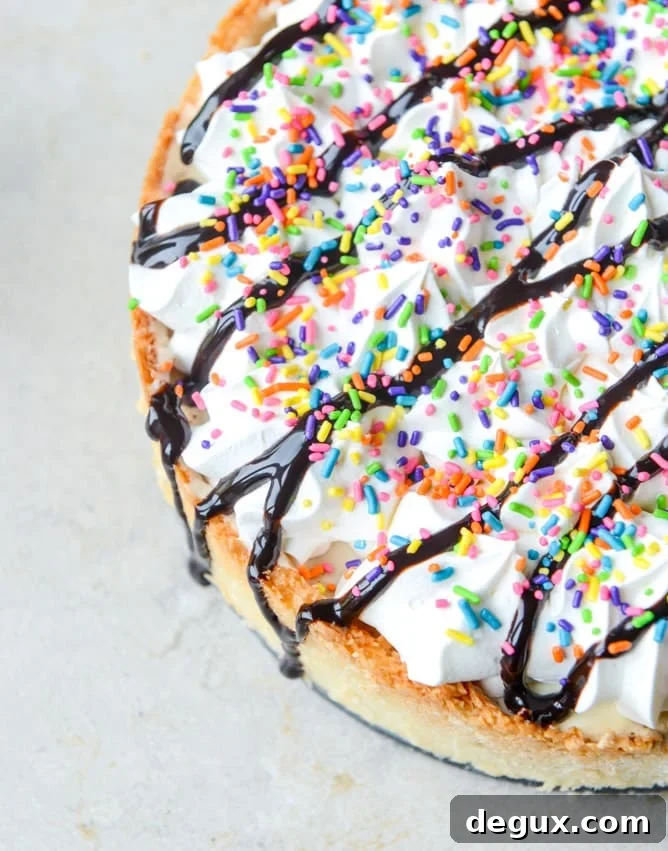 Coffee Ice Cream Sundae Pie with Hot Fudge and Macaroon Crust 4 coffee ice cream sundae pie with a macaroon crust I howsweeteats.com