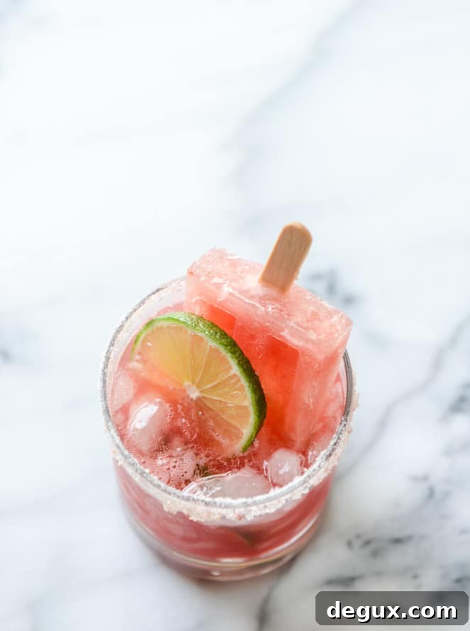 salted watermelon margarita popsicles I howsweeteats.com