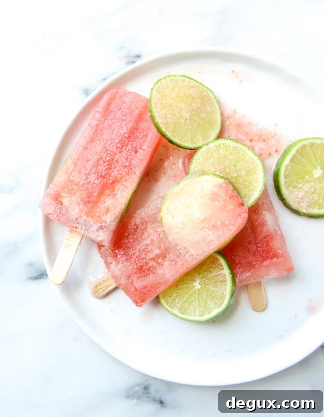 salted watermelon margarita popsicles I howsweeteats.com