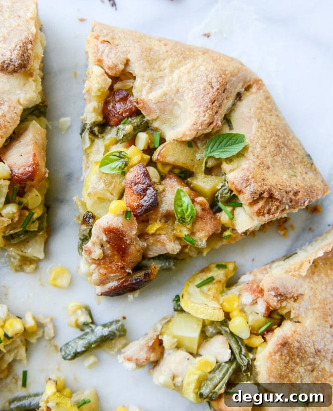 summer chicken pot pie galette with herbed crust I howsweeteats.com