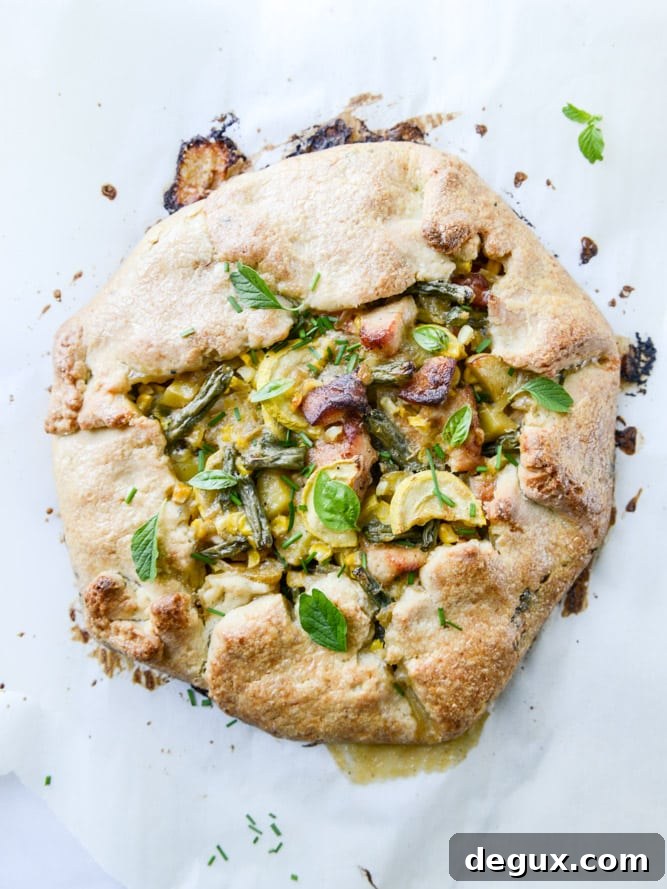 summer chicken pot pie galette with herbed crust I howsweeteats.com