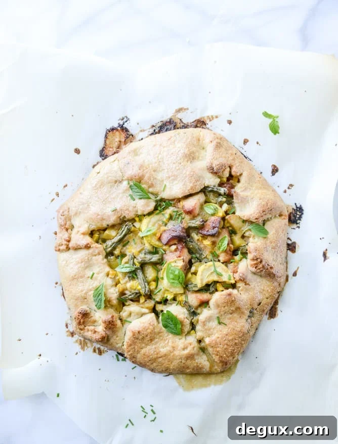 summer chicken pot pie galette with herbed crust I howsweeteats.com