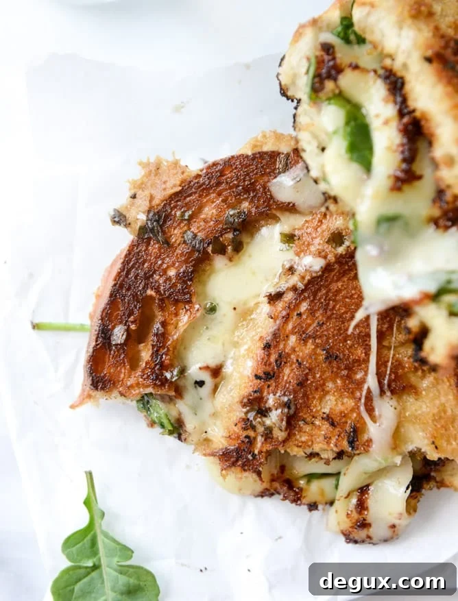 havarti and arugula grilled cheese with bacon jam and triple herb butter I howsweeteats.com