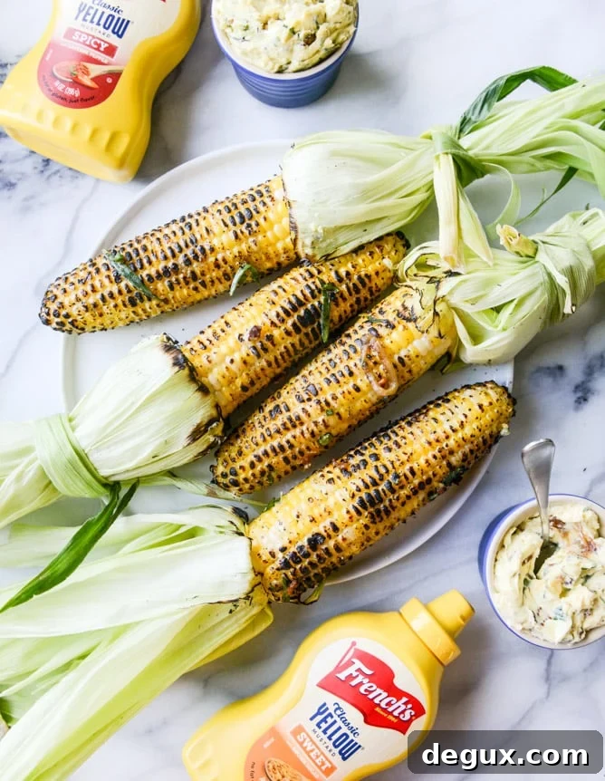 grilled corn with sweet + spicy mustard compound butter I howsweeteats.com