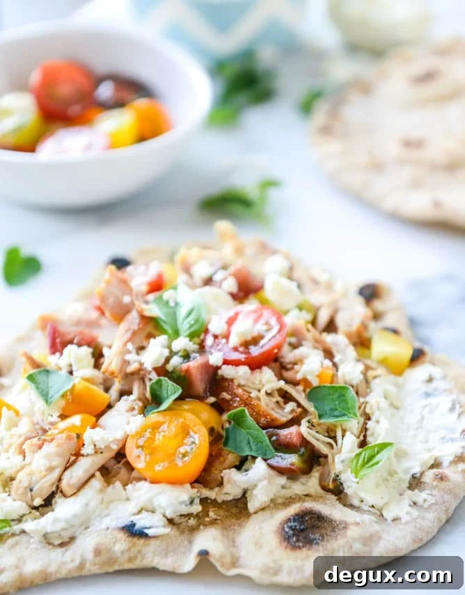 Smoky Grilled Chicken Pitas with Creamy Feta and Herbs 5 smoky grilled chicken pita flatbreads with creamy feta I howsweeteats.com