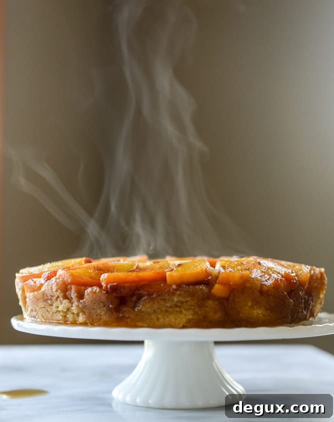 Cinnamon Sugar Bourbon Peach Upside-Down Cake Recipe 6 cinnamon sugar bourbon peach upside down cake I howsweeteats.com