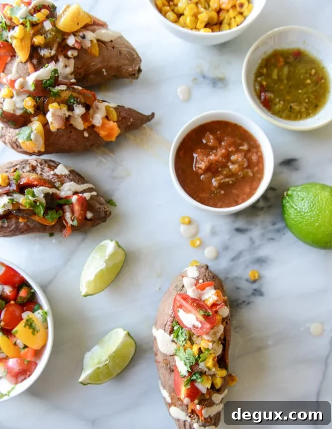 Chipotle-Drizzled Veggie Fajita Stuffed Sweet Potatoes 8 fajita stuffed sweet potatoes I howsweeteats.com