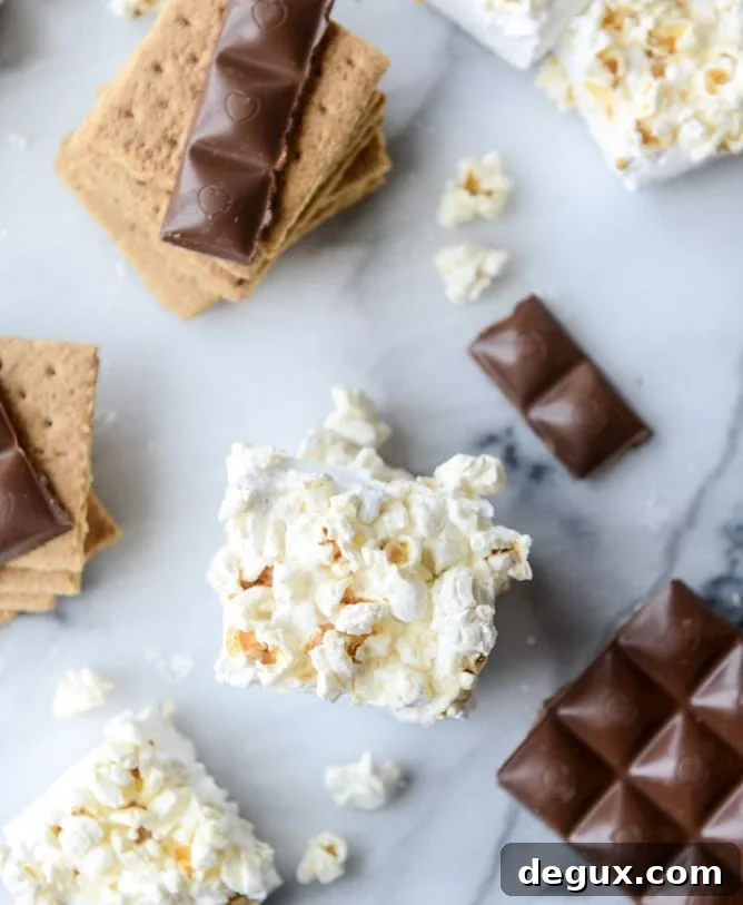 buttered popcorn marshmallow s'mores I howsweeteats.com