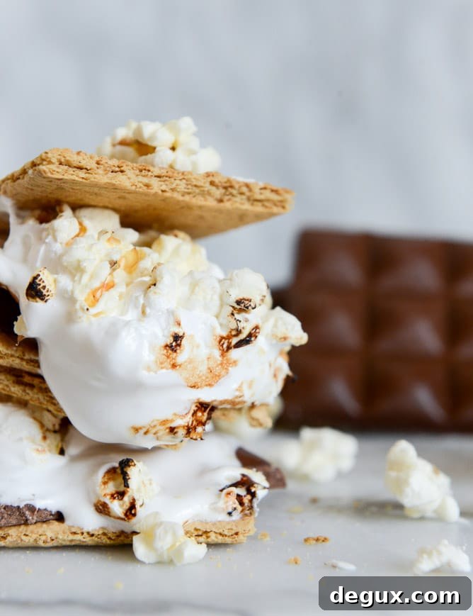 buttered popcorn marshmallow s'mores I howsweeteats.com
