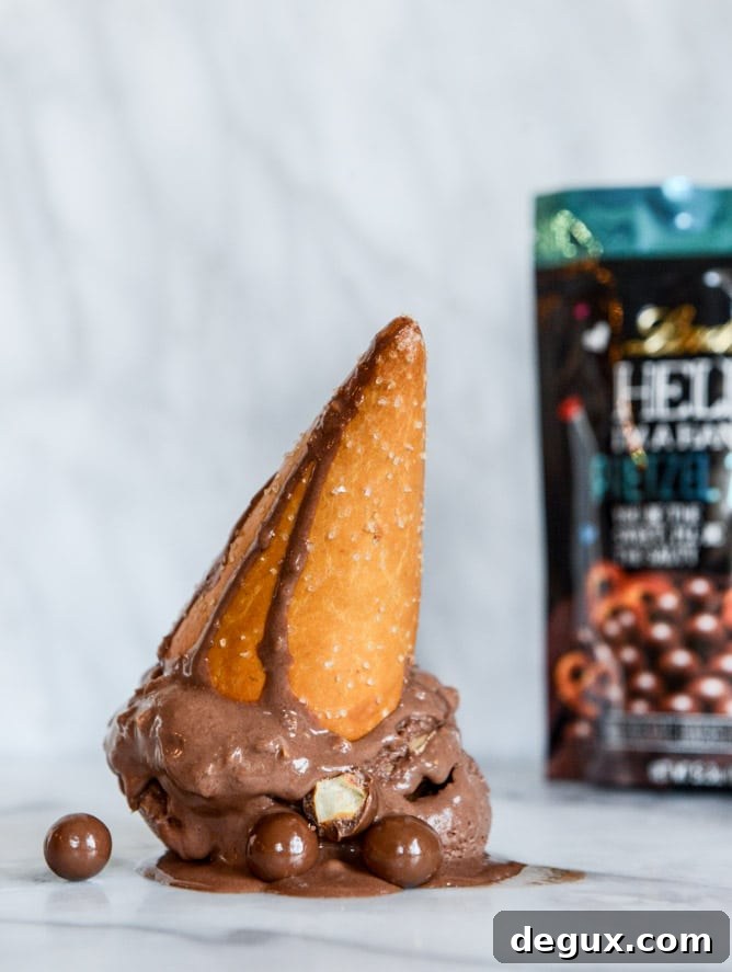 Chocolate Peanut Butter Pretzel Ice Cream Recipe 7 chocolate peanut butter pretzel ice cream I howsweeteats.com