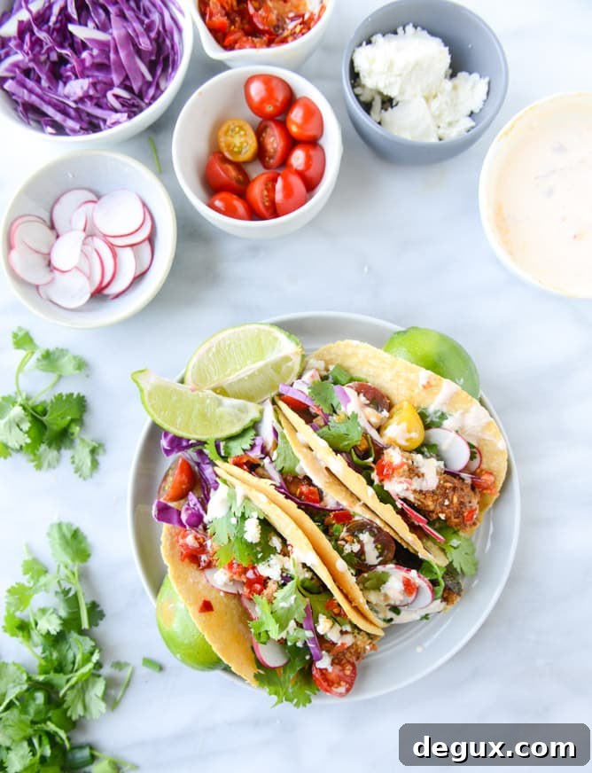 crispy zucchini tacos with cherry pepper crema I howsweeteats.com