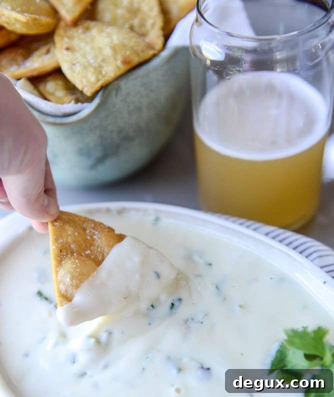 roasted green chile queso cheese dip I howsweeteats.com