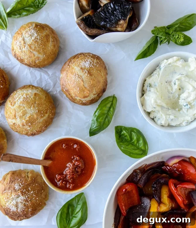 grilled veggie sliders on homemade pretzel buns I howsweeteats.com