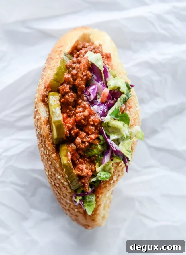 smoky sloppy joes with green chiles and greek yogurt slaw I howsweeteats.com