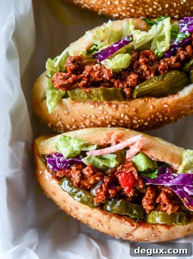 smoky sloppy joes with green chiles and greek yogurt slaw I howsweeteats.com